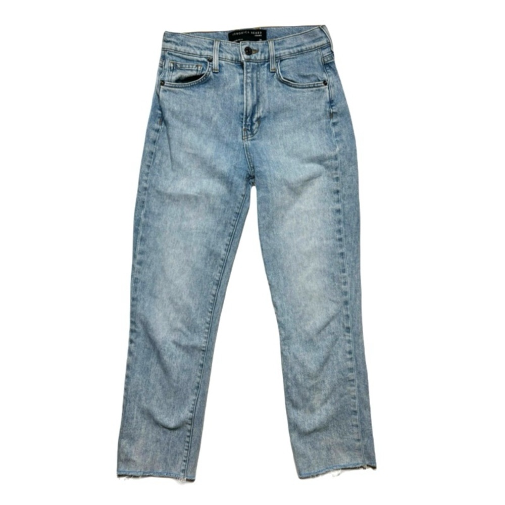 Veronica Beard high-rise straight-leg jeans raw hem